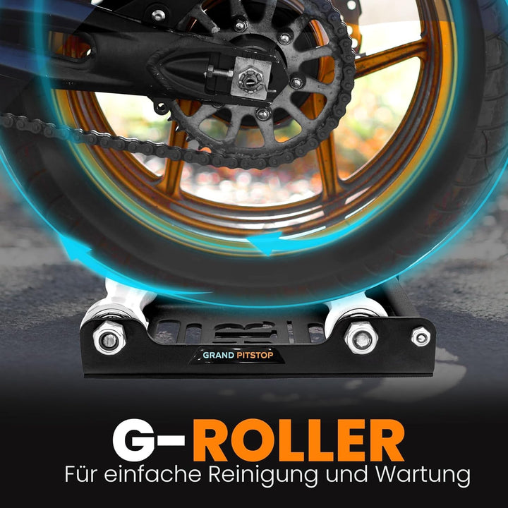 Grand PitStop Motorrad-Reinigungsständer - Paddock Stand Ersatz - Rollenständer für Reifenreinigung