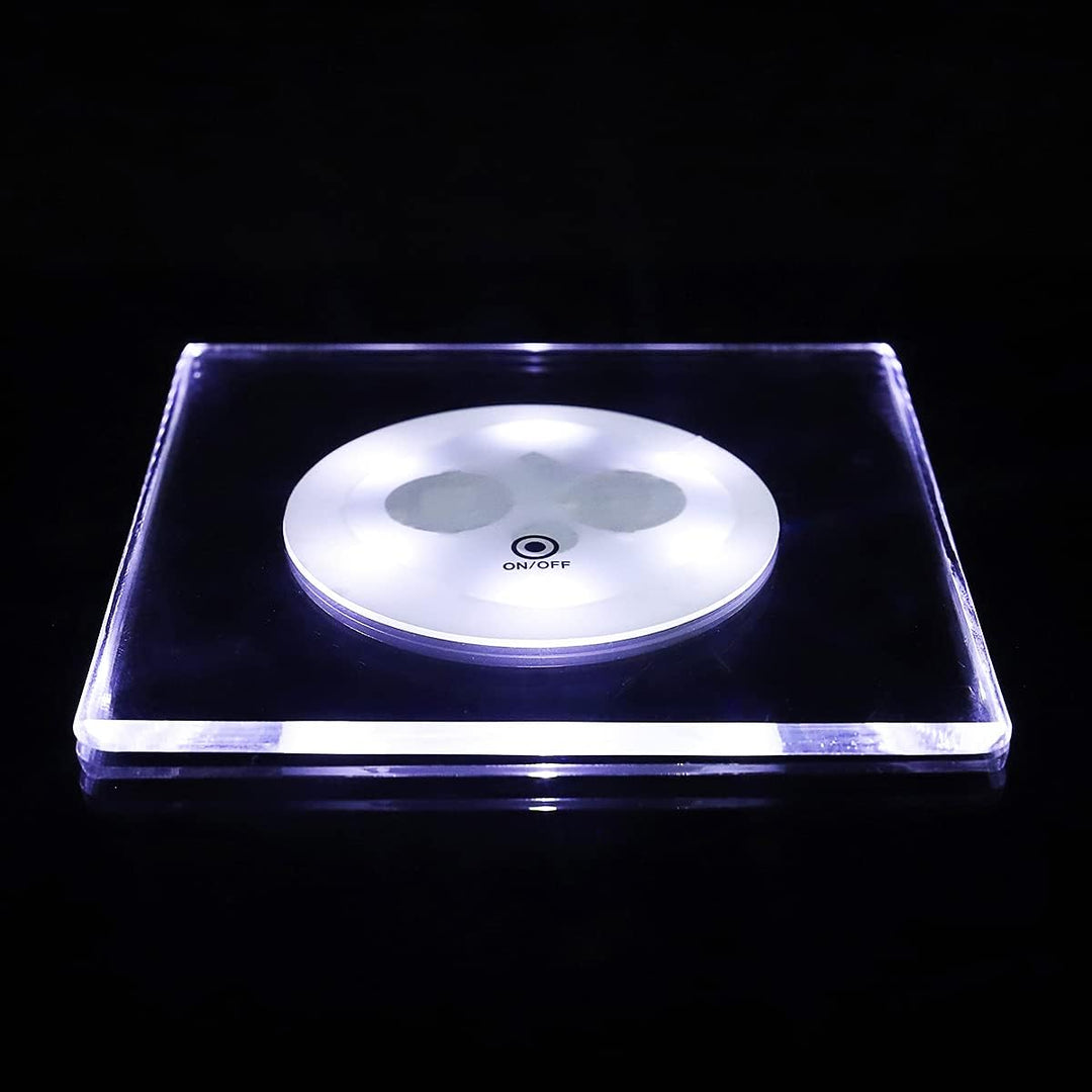MEDOYOH 6er-Set Quadratisch Kühle Weiss LED Untersetzer für Getränke, ON/Off Taste Getränke Unterset