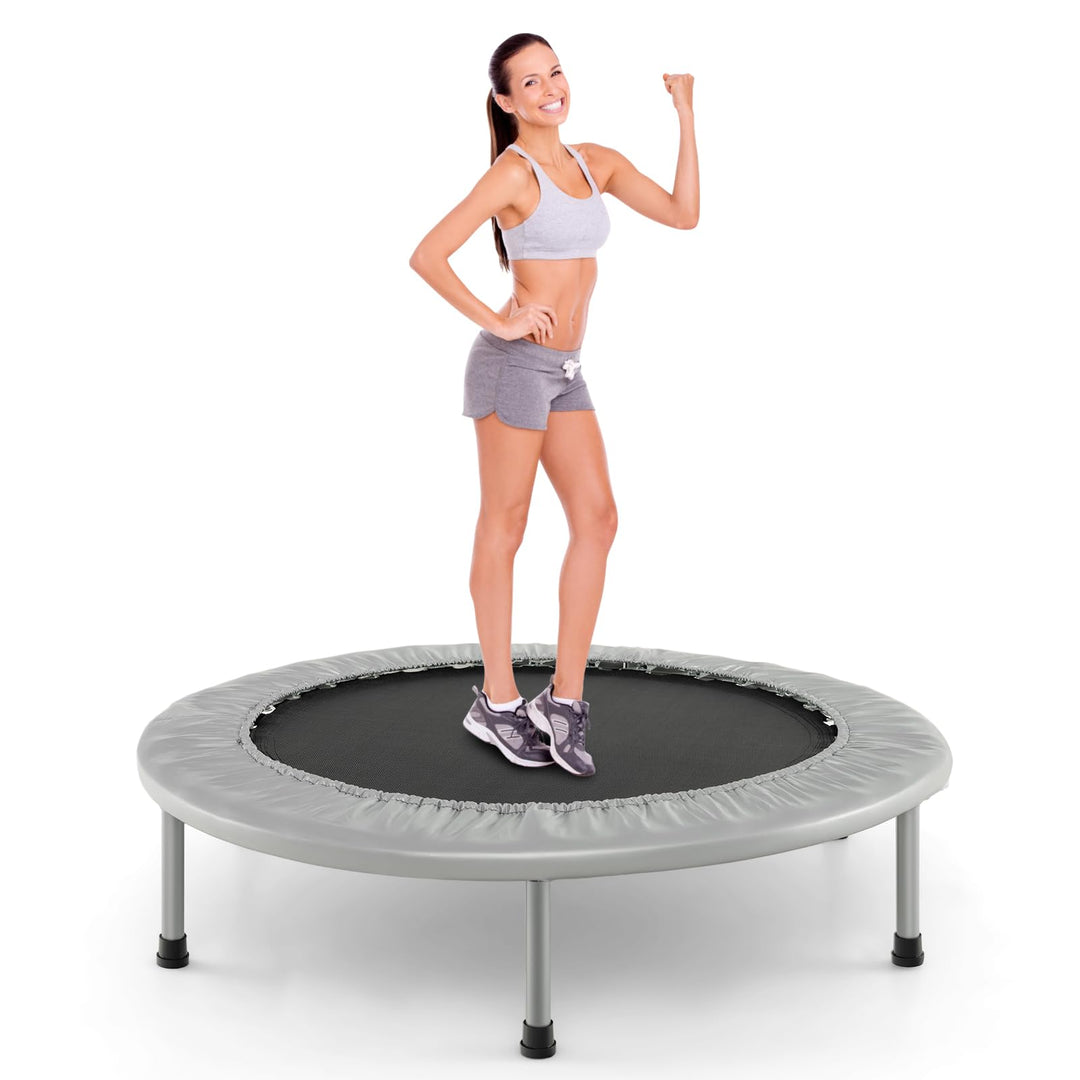 LIFEZEAL Faltbares Fitness-Trampolin Ø 97 cm, Mini-Trainingstrampolin mit Federn, robuster Stahlrahm