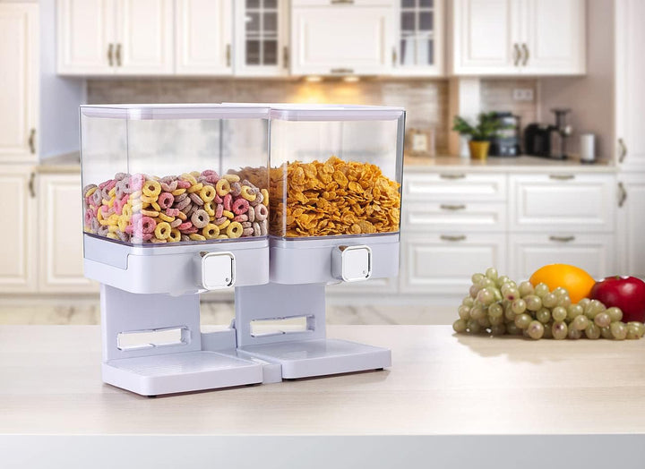 Rosenstein & Söhne Müsli Aufbewahrung: Doppel-Spender für Cerealien & Snacks, 33,5 x 30,5 x 16,5 cm,