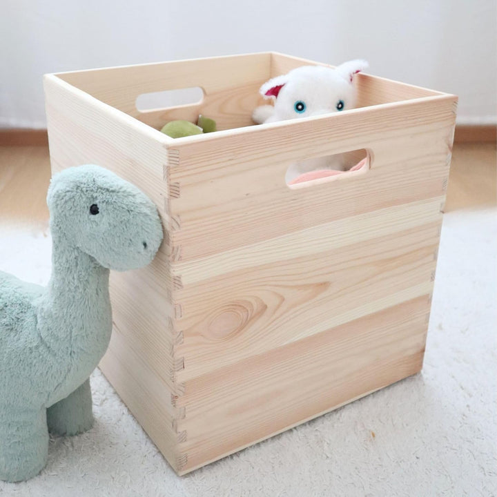 Spielzeugkiste aus Holz (30x30x30 cm) Aufbewahrungsbox fürs Kinderzimmer & Regal – passend für IKEA