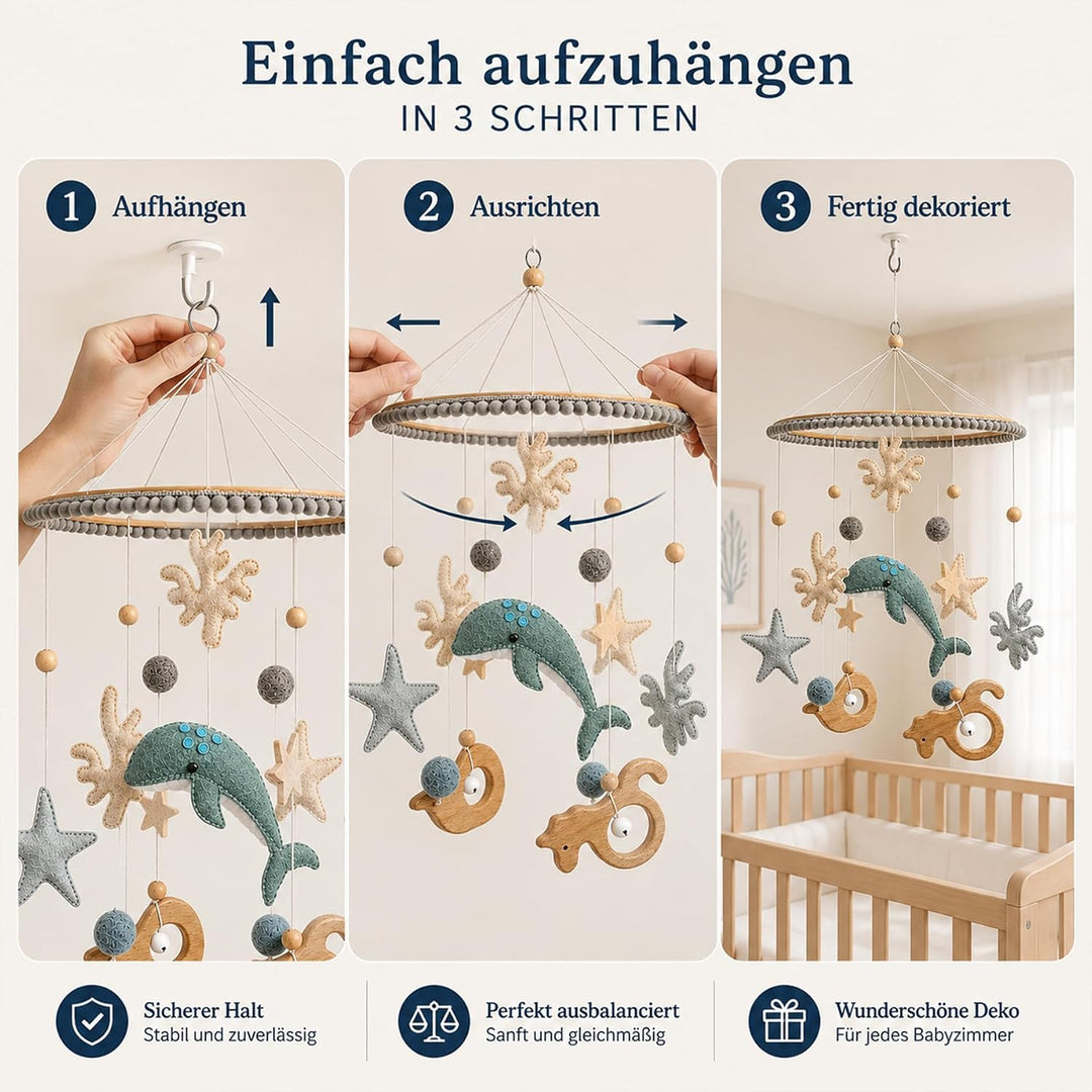 Filz Bettglocke,Mobile Wal,Filz Bettglocke,Mobile Wickeltisch,NiedlichesMobile ausFilz und Holz EE,