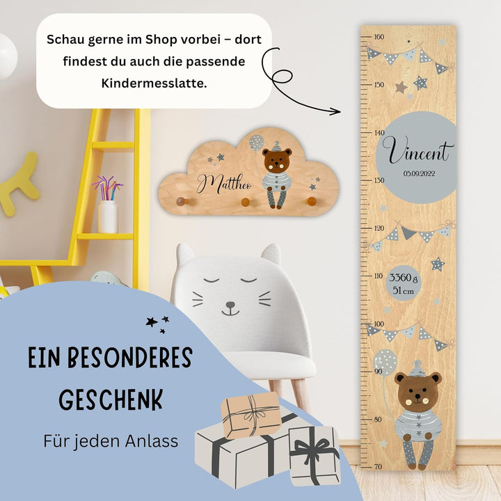 EmiliaLotte Kindergarderobe Personalisiert mit Wunschname I Garderobe Kinder aus Holz - Verschiedene