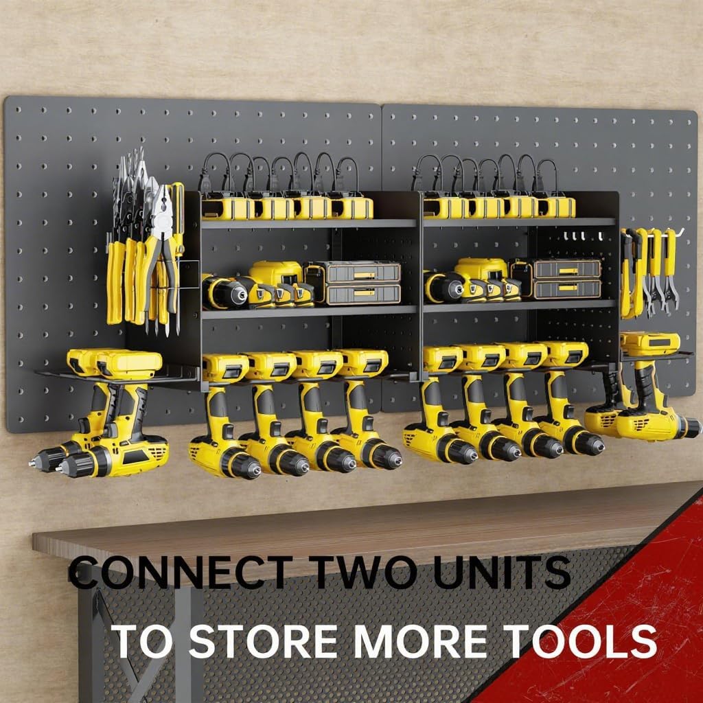 Hision Werkzeug Wandhalterung für 8 Elektrowerkzeuge, 3 Ebenen Werkzeughalterung & Schlagbohrschraub