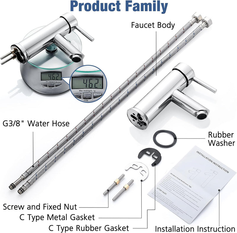 kisimixer Wasserhahn Bad Mischbatterie, Einhebelmischer Waschbecken Armaturen für Badezimmer, Modern