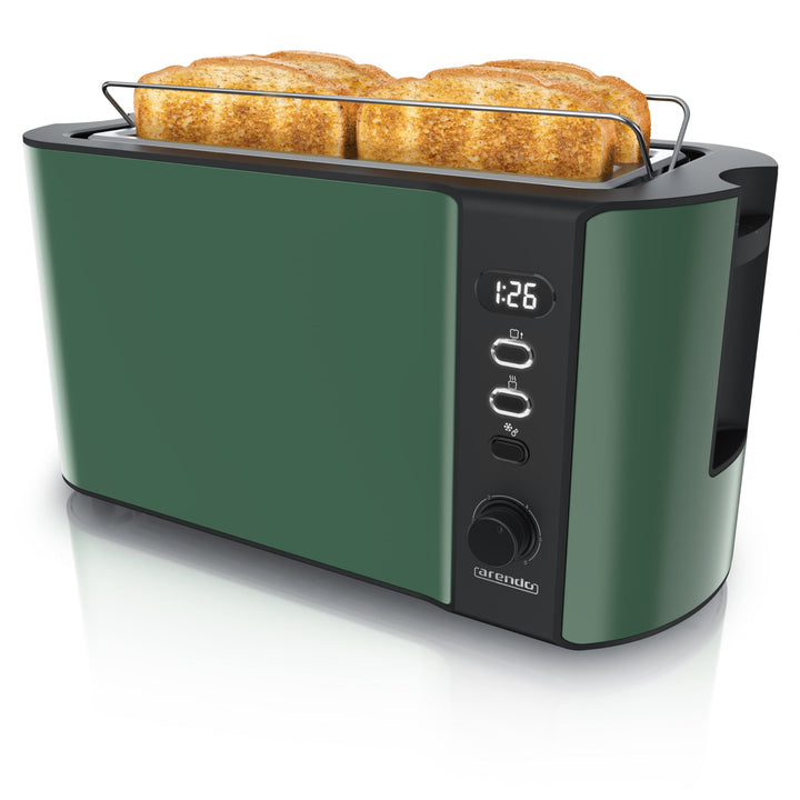 Arendo - Edelstahl Toaster Langschlitz 4 Scheiben - Defrost Funktion - wärmeisolierendes Gehäuse - m