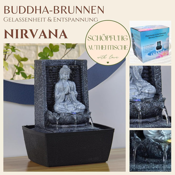 Zen Light scfrb1 Zimmerbrunnen Mauer Buddha Gebet Dunkelgrau/Schwarz 20 x 15 x