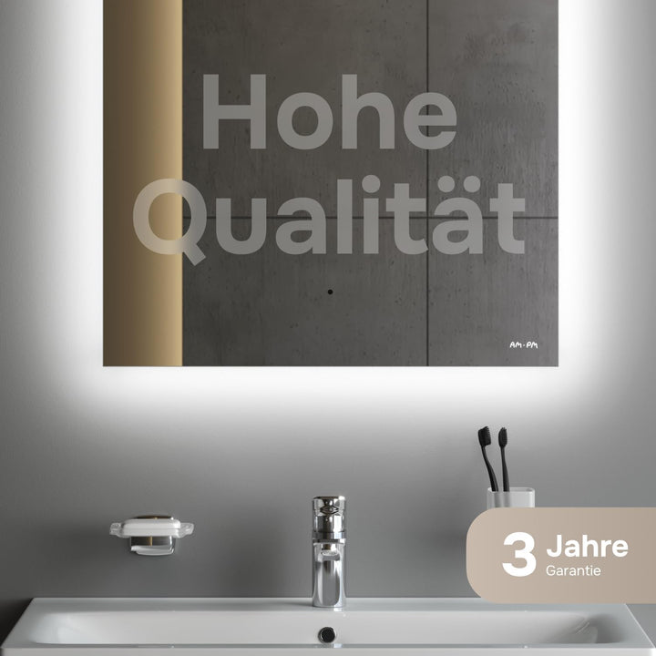AM.PM Hit – LED Spiegel 60 x 70 cm mit Beleuchtung | Badezimmerspiegel mit LED | Spiegel mit Licht d