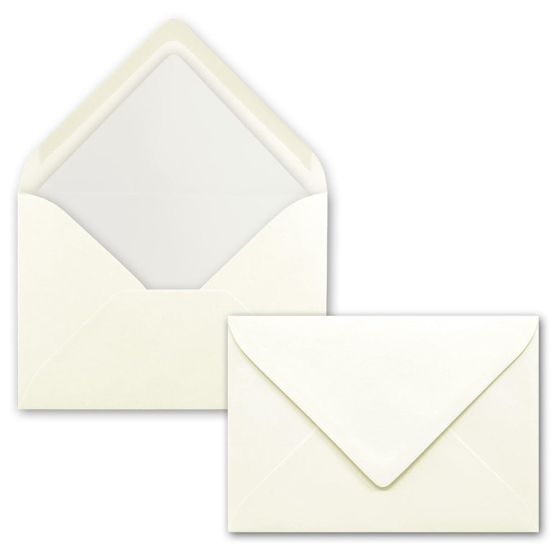 50 Briefumschläge Natur-Weiss - DIN C6 - gefüttert mit weissem Seidenpapier - 90 g/m² - 11,4 x 16,2