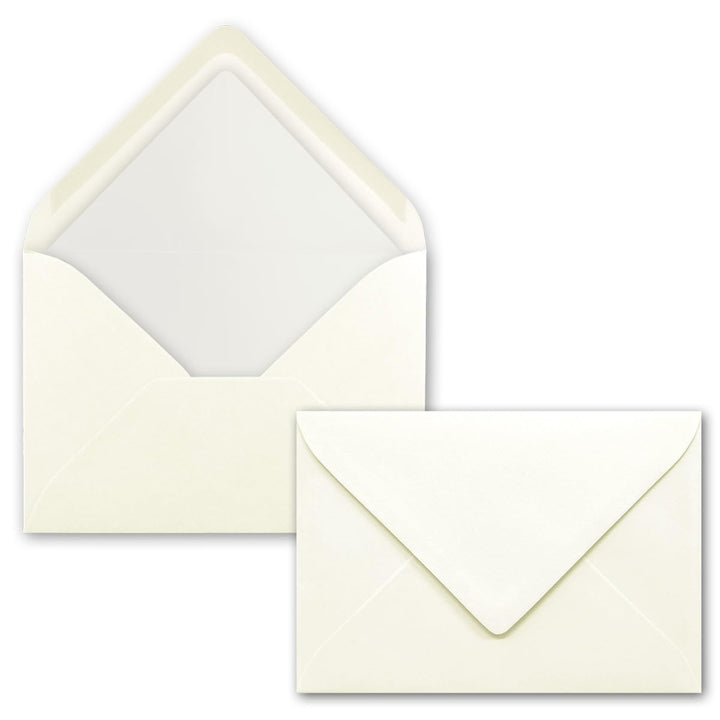 50 Briefumschläge Natur-Weiss - DIN C6 - gefüttert mit weissem Seidenpapier - 90 g/m² - 11,4 x 16,2