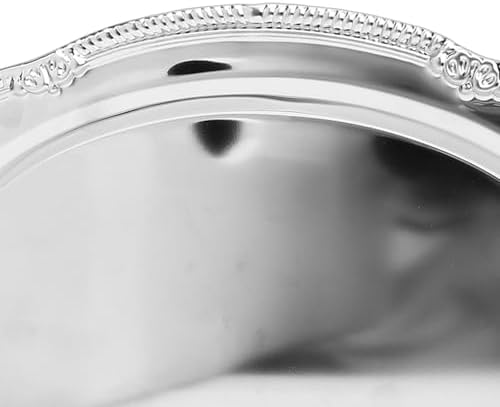 Cryfokt Vintage Graviertes Metall-Desserttablett, Eisen-Servierplatte, Dekorativer Teller für Schmuc