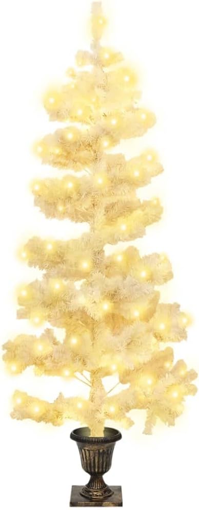 vidaXL Spiral Weihnachtsbaum mit Topf LEDs Christbaum Tannenbaum Dekobaum Kunstbaum Weihnachten Deko