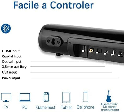 Soundbar für TV-Geräte Computer PC Gaming Lautsprecher mit Fernbedienung, 2.0Kanal 3 Equalizer 30W 2