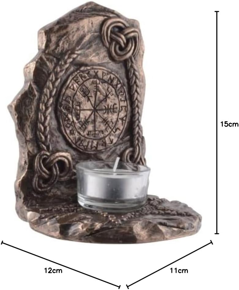 Wikinger Kompass Vegvisir als Teelicht - bronziert by Veronese