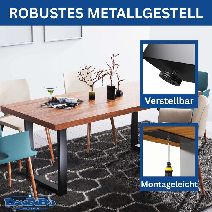 DanDiBo 2X Tischbeine Metall Schwarz 72 x 62 cm Tischgestell Höhenverstellbar 96662 Tischfüsse Möbel