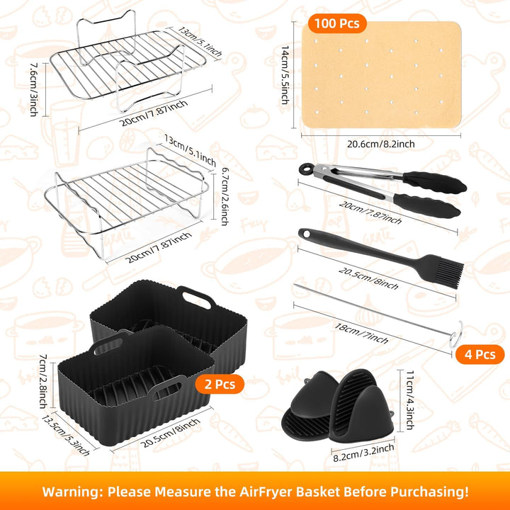 Silikonform Heissluftfritteuse Airfryer Zubehör für Ninja Foodi Max Dual Zone 9.5L Zubehör Heissluft