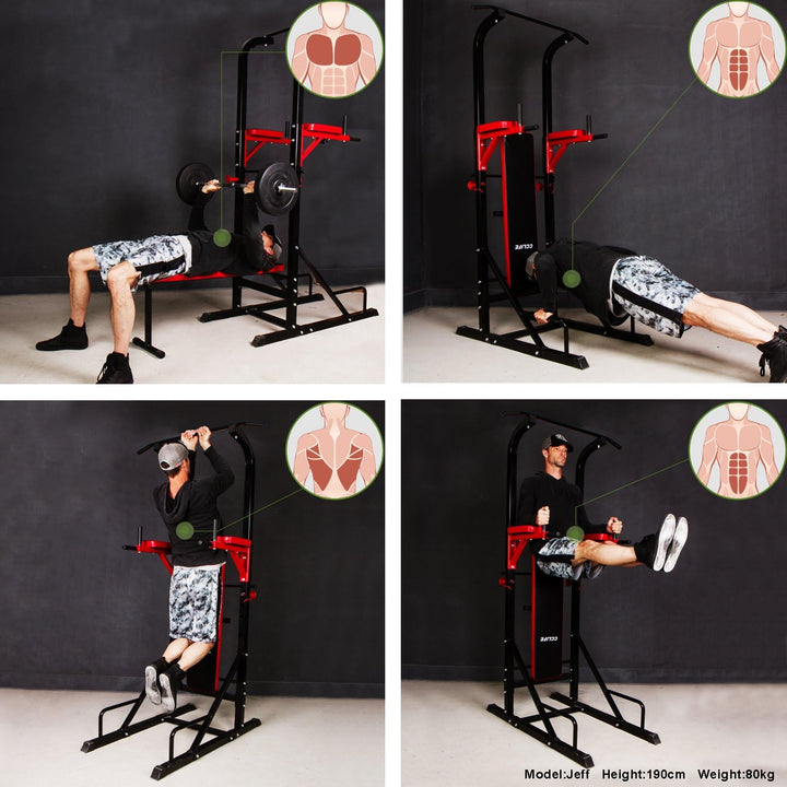 CCLIFE Power Tower Dip Station Klimmzugstange für Krafttrainingsgeräte für das