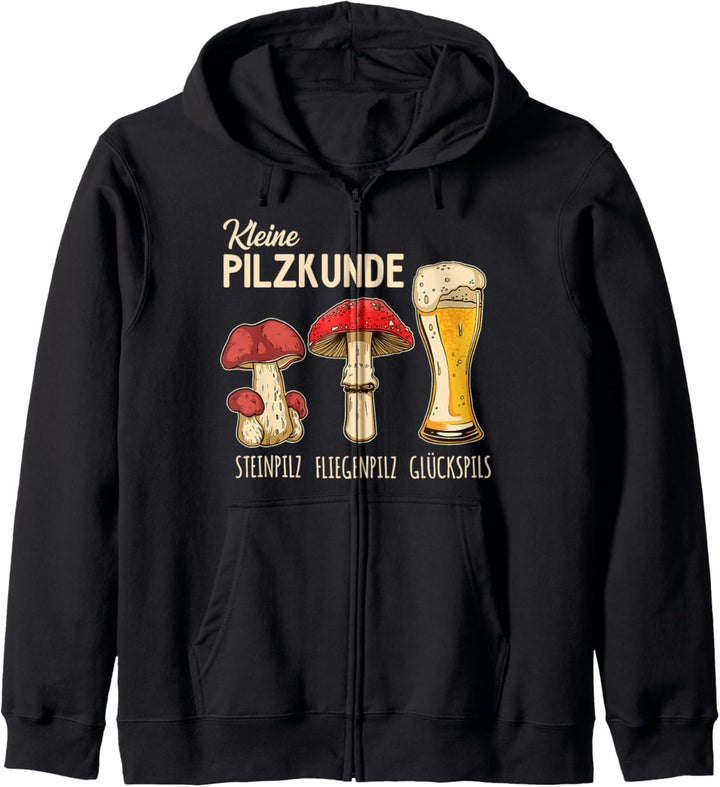 Kleine Pilzkunde Pilze & Bier für Pilzsammler Kapuzenjacke