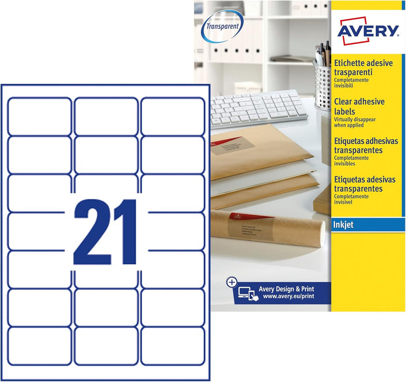 AVERY Zweckform J8560-25 Adressetiketten/Adressaufkleber (525 Etiketten, 63,5x38,1mm auf A4, bedruck