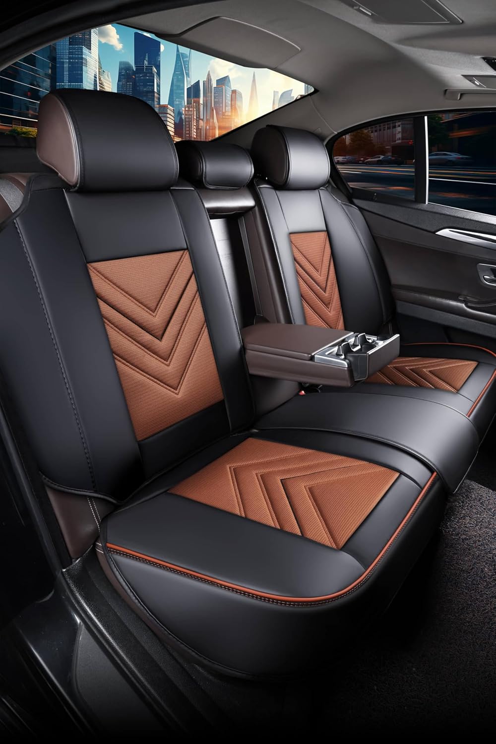 Schonbezüge Sitzbezüge Komplettset für VW Amarok Bj ab 2010 in Schwarz/Braun FSL2