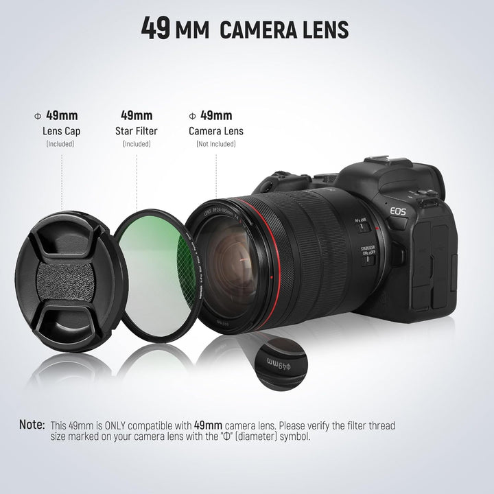 NEEWER 3 STÜCK 49mm Sternfilter, Einstellbarer Kreuzschirm Sterneffektfilter (4, 6, 8 Punkte) mit ul
