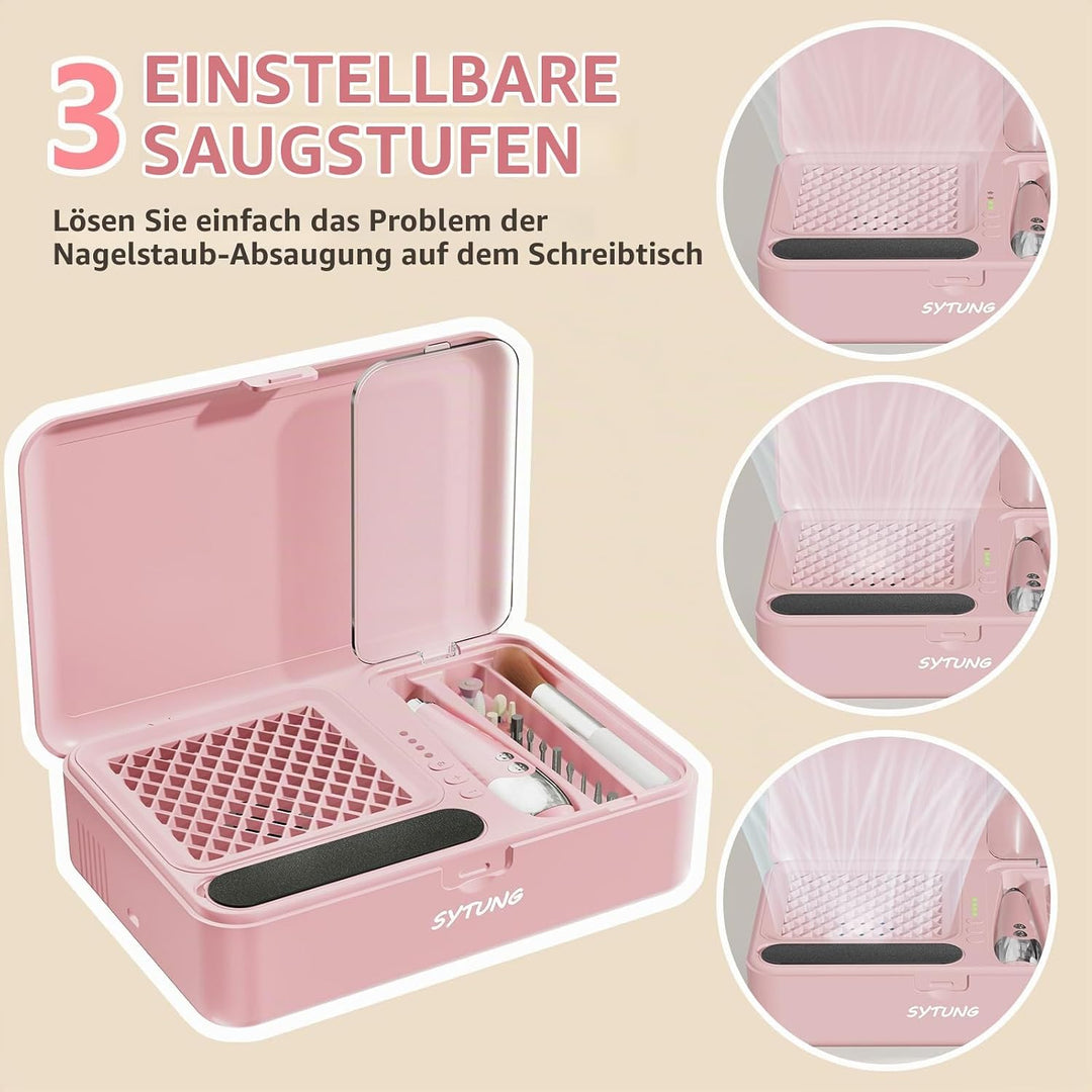 Nagelfräser mit Absaugung-15000U/min, Vakuum-Nagelventilator-Staubsammler mit wiederverwendbarem Fil