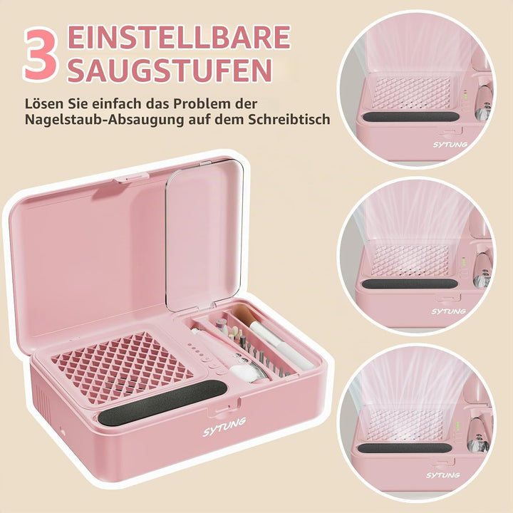 Nagelfräser mit Absaugung-15000U/min, Vakuum-Nagelventilator-Staubsammler mit wiederverwendbarem Fil