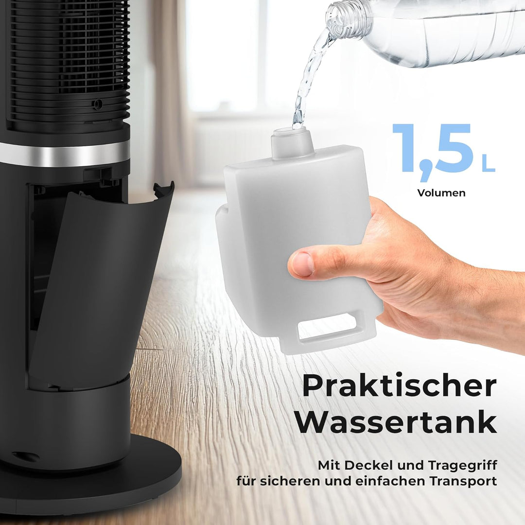 Balter 5-in-1 Mobile Klimaanlage ohne Abluftschlauch - Ventilator mit Wasserkühlung - Luftkühler & L