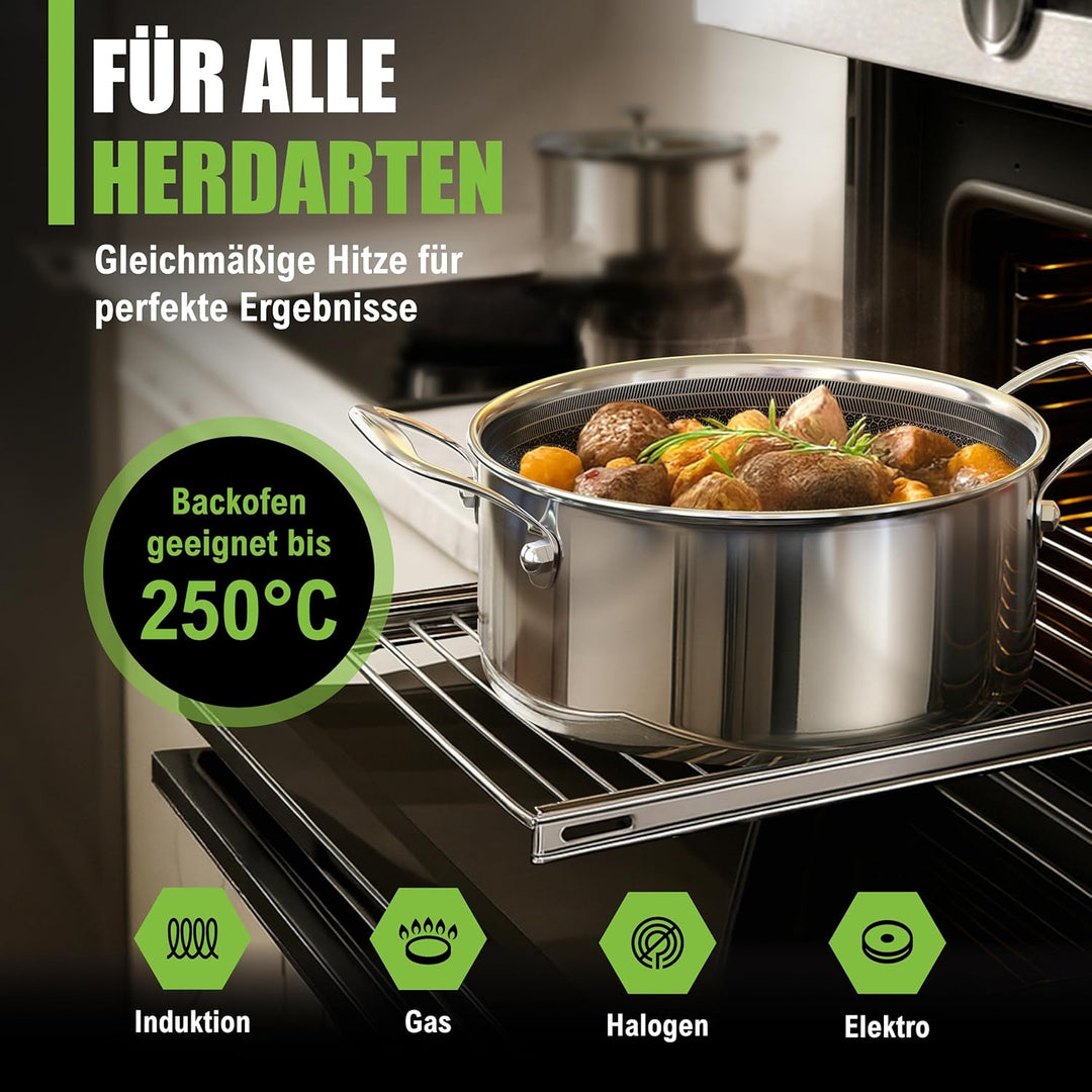 Schmortopf kratzfeste Antihaft-Waben-Keramikbeschichtung - 4,7 Liter, Ø 24×12 cm, 2,5 kg - modernen