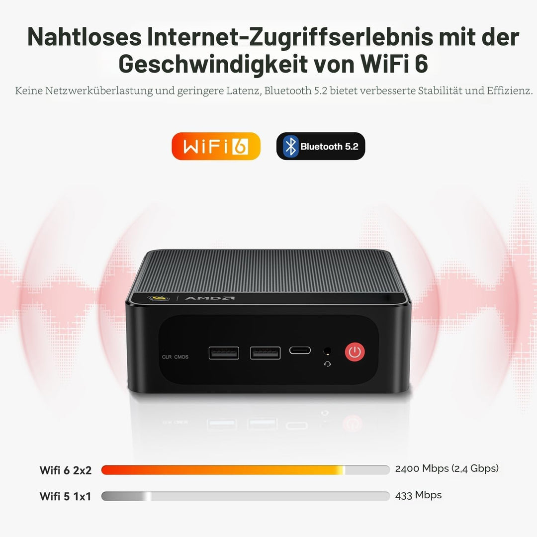 Beelink Mini PC AMD Ryzen 9 6900HX(8C/16T, bis zu 4,9GHz), SER6 Mini Computer, 32G DDR5 RAM/500GB M.