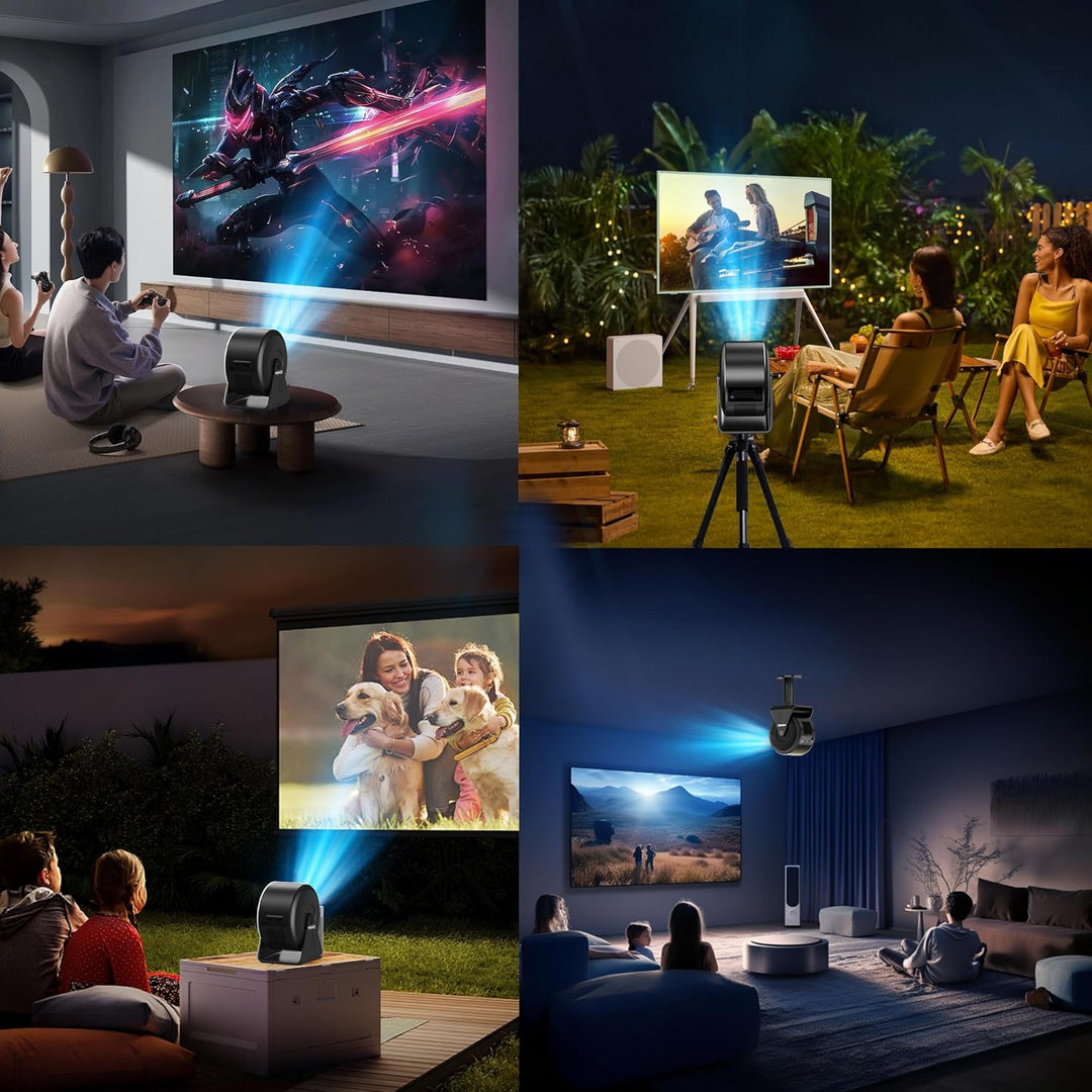 [Integrierte App] Mini Beamer Unterstützt 4K 1080P 2026, Projektor Auto Fokus und Trapezkorrektur, 3