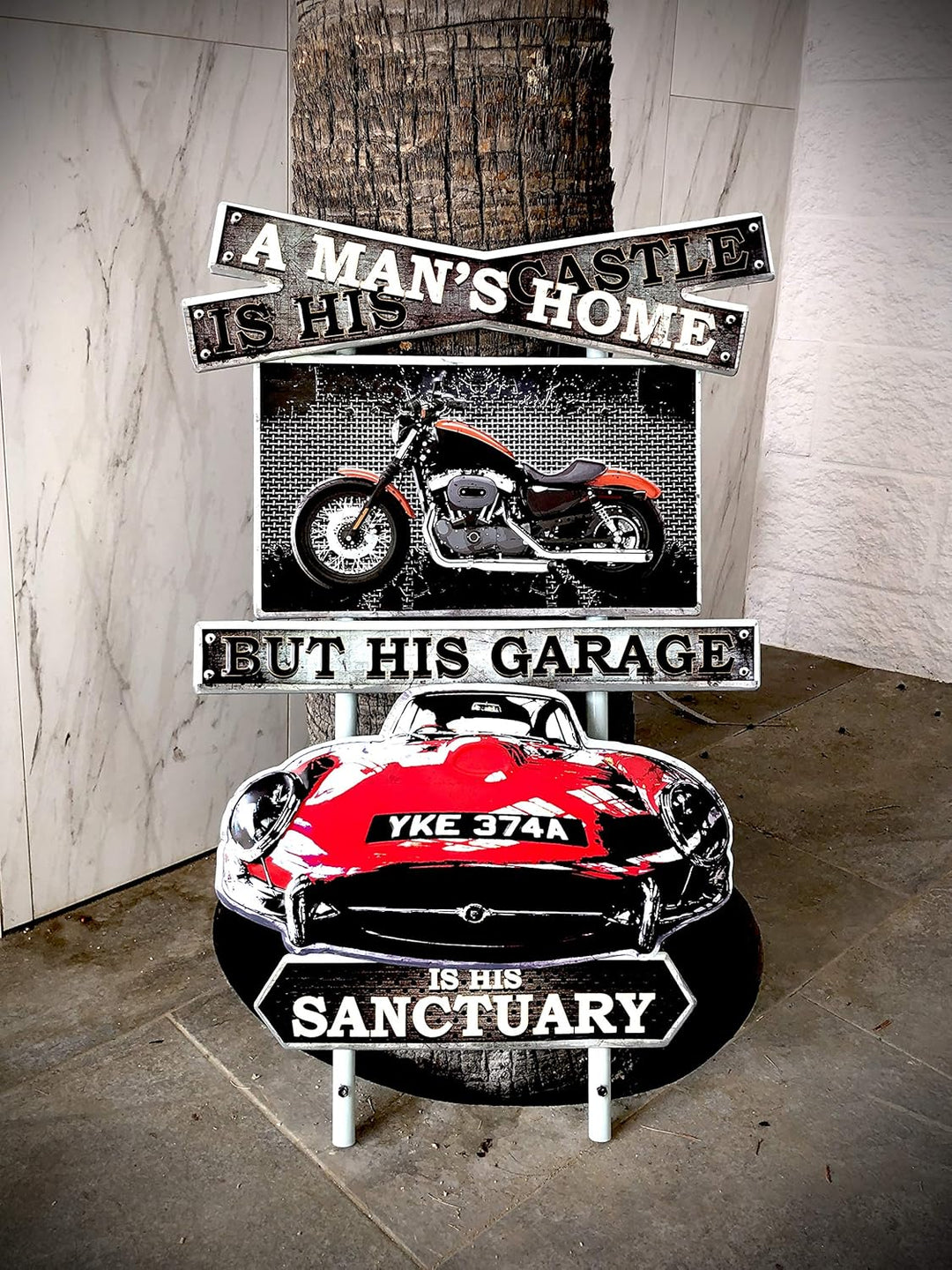 DiiliHiiri Retro Schild 79x47 cm Garage Vintage-Stil Metallschild Dekoschild Wandschild Dekoration f