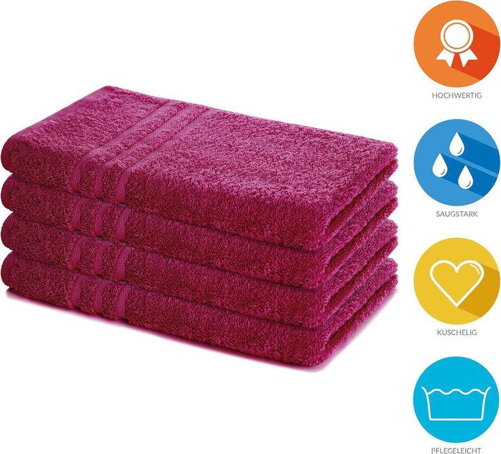 Lavea® 4er Set Handtuch 50x100 cm – Saugstarke und Weiche Handtücher aus 100% Baumwolle, Frottierser