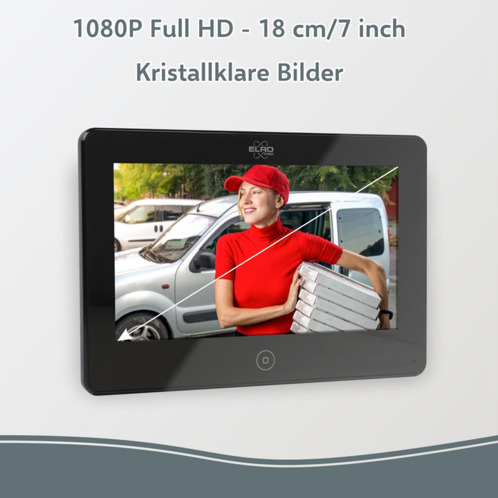 ELRO PRO PV40 Full HD Video-Türsprechanlage für 2 Familien, 1080P, 2x 7 Zoll Farbmonitore, Voicemail