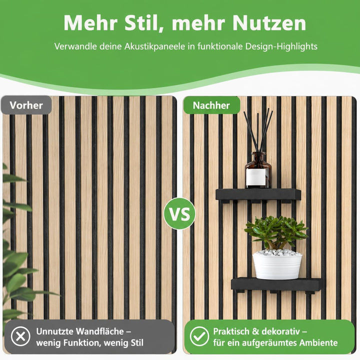 Cosiesnest 3 Stück Regal für Akustikpaneele-9 Stück Zubehör Ohne Bohren Wandorganizer Schweberegal W