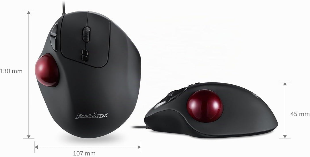 Perixx PERIMICE-517 Ergonomische Maus mit Trackball - 400/1000 DPI - Kabelgebunden, Kabelgebunden