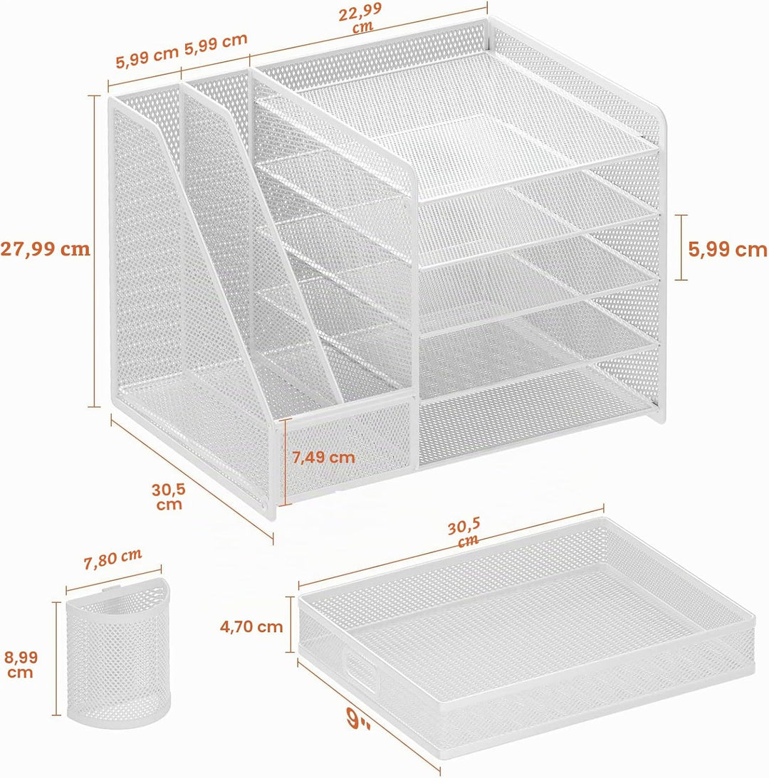 Marbrasse Schreibtisch Organizer mit Aktenhalter, 5 Ebenen Papier Briefablage mit Schublade und 2 St
