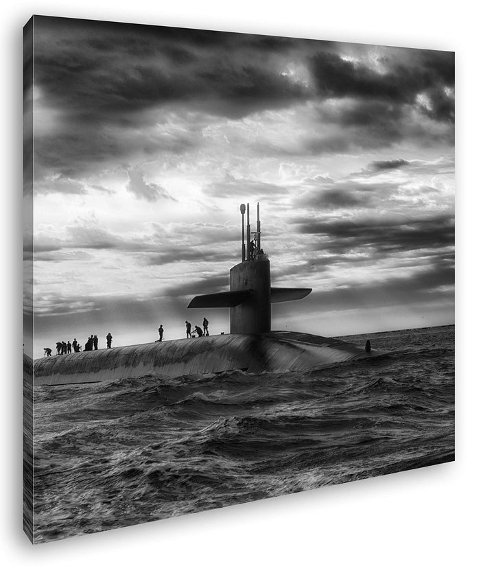 deyoli Militär U Boot auf offener See Format: 60x60 Effekt: Schwarz&Weiss als Leinwandbild, Motiv fe