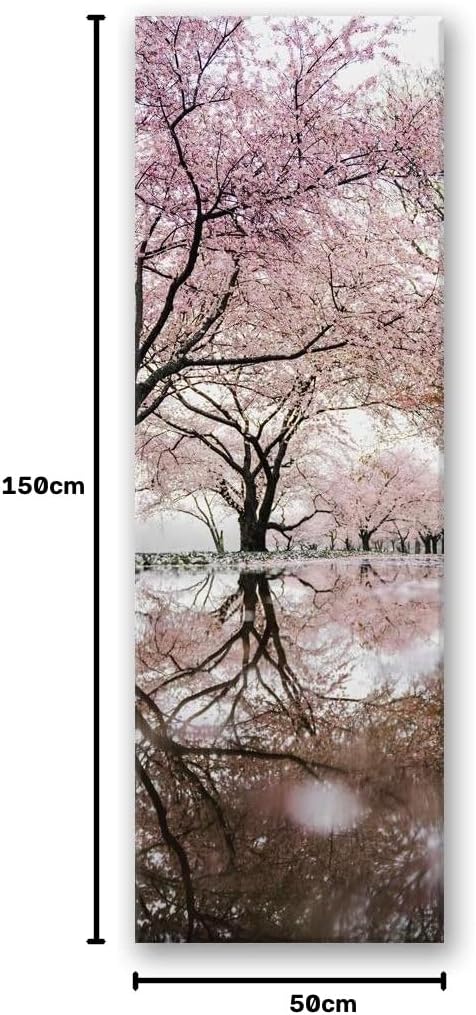 Febby Vlies Leinwandbild XXL Blühende Bäume 50x150 cm Wandbild Kunst Bilder Schlafzimmer Deko Wohnzi