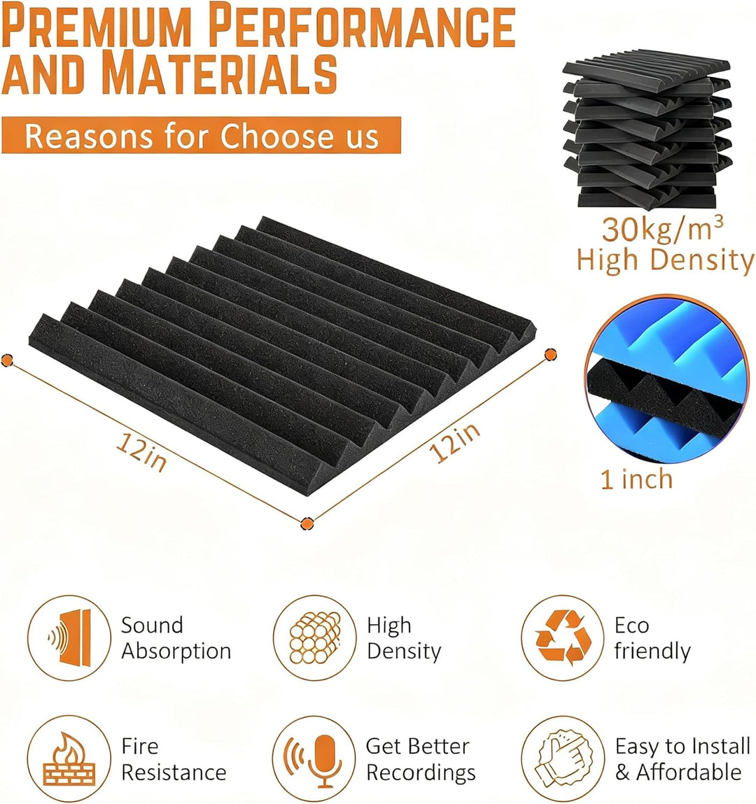 Akustikpaneele selbstklebend 12 Stücke,Akustikschaumstoffplatten Schallabsorbierende Platten Keile S
