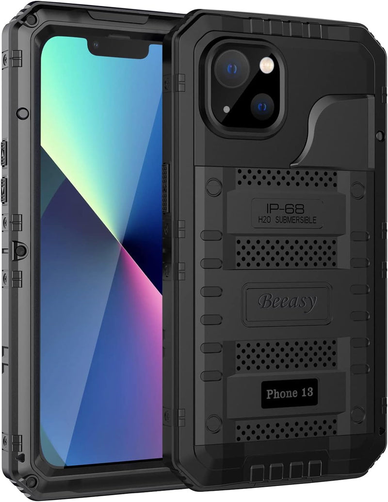 Beeasy für iPhone 13 Wasserdicht Outdoor Hülle (6,1"), Stossfest Panzerhülle Militär 360 Grad Schutz
