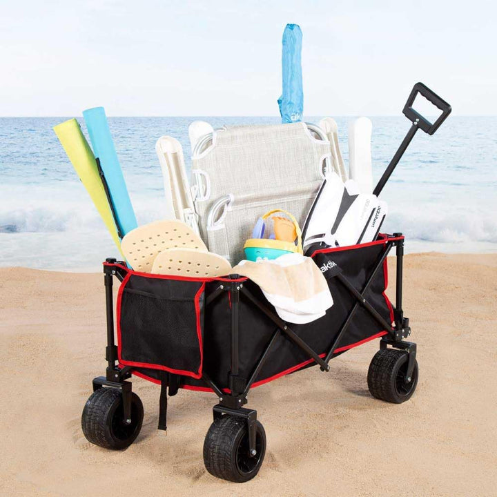 AKTIVE Strandtischwagen, Zum Transportieren von Strand-, Garten- oder Campingzubehör, Schwarz, 100 k