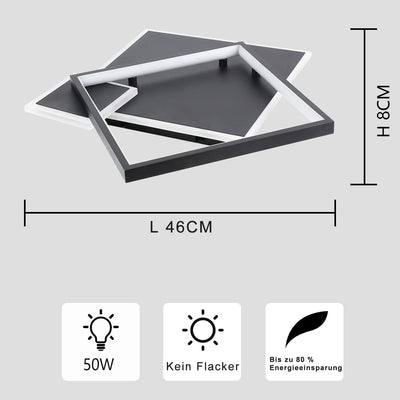 ZMH Deckenlampe LED Deckenleuchte Wohnzimmer - Schwarz Dimmbar 50W Wohnzimmerlampe Modern Design mit