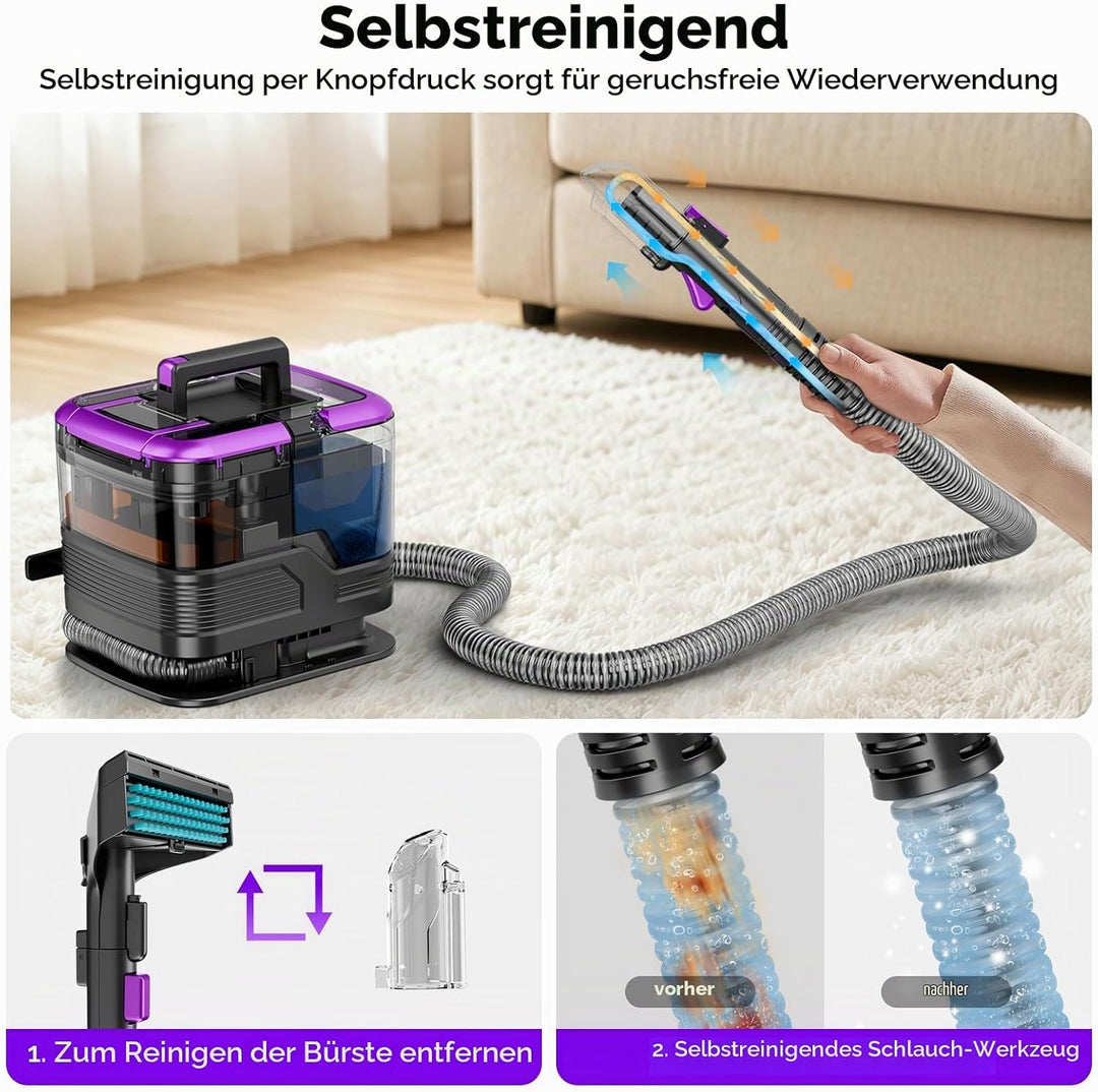 Waschsauger Polsterreiniger Gerät, 600W 21kPa Tragbarer Teppichreiniger Violett, Violett
