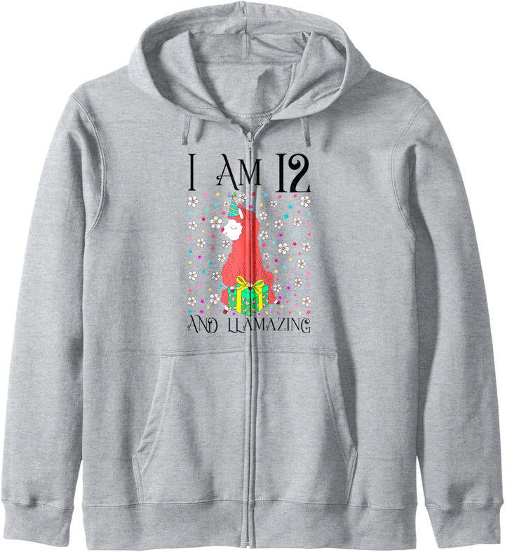 Kids I am 12 and LLamazing 12th Llama Birthday Party Gift Kapuzenjacke