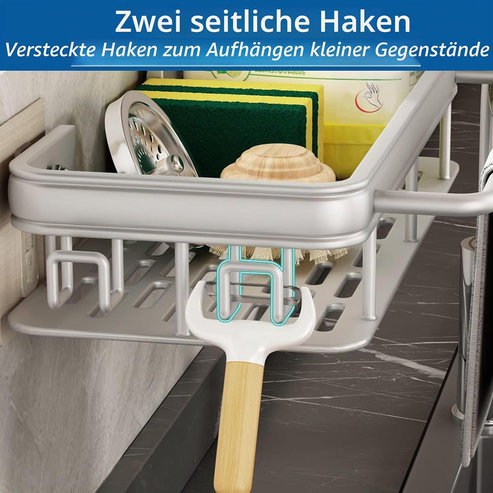 FOXWHALE Spülbecken Organizer,Haken Waschbecken Organizer Wand Hängend Ohne Bohren Selbstklebend Bad
