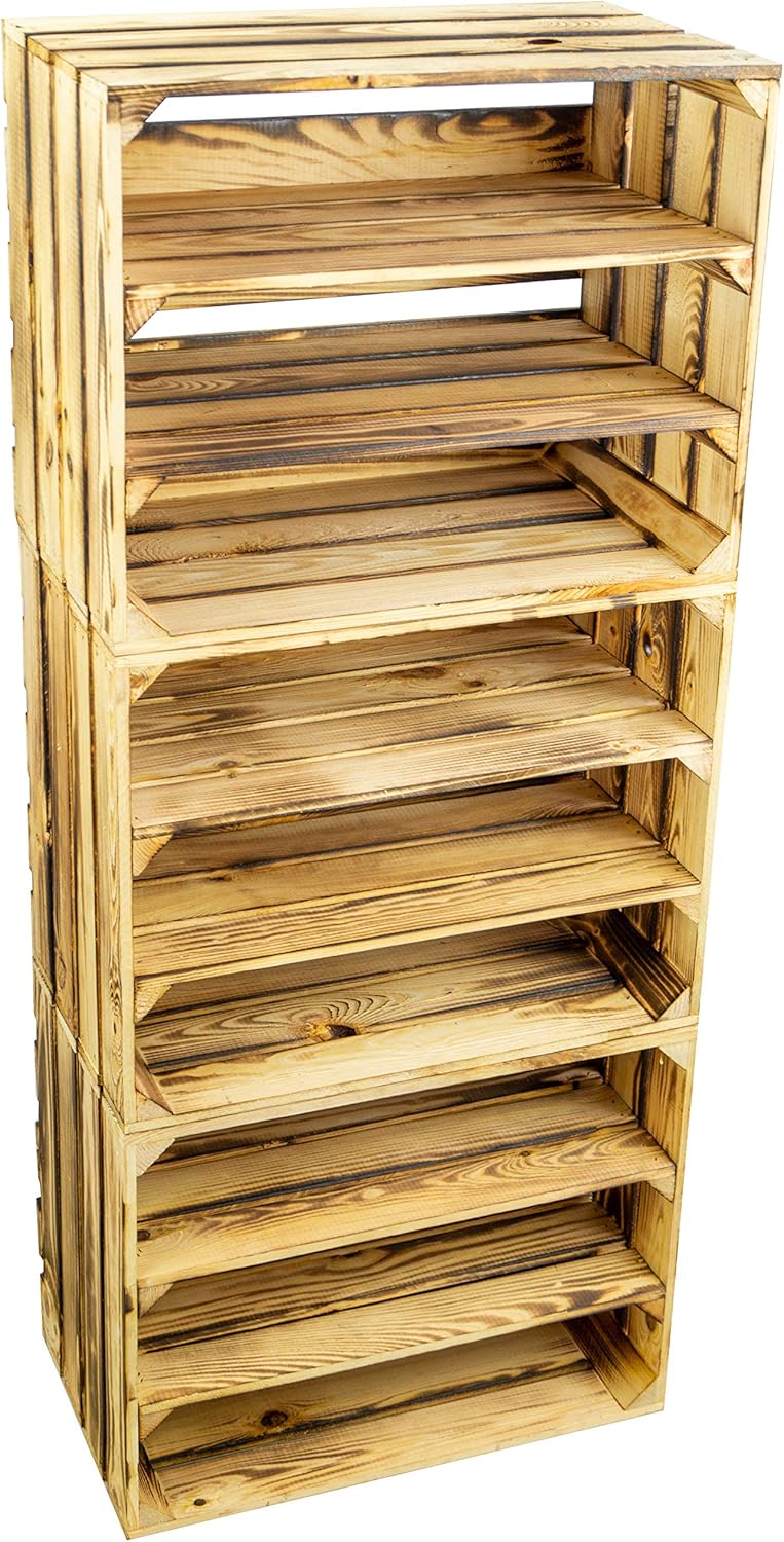 3 x Schuhschrank Schuhregal aus Holzkisten Schuhablage für 18 Paar Schuhe als Schuhständer Schuhaufb