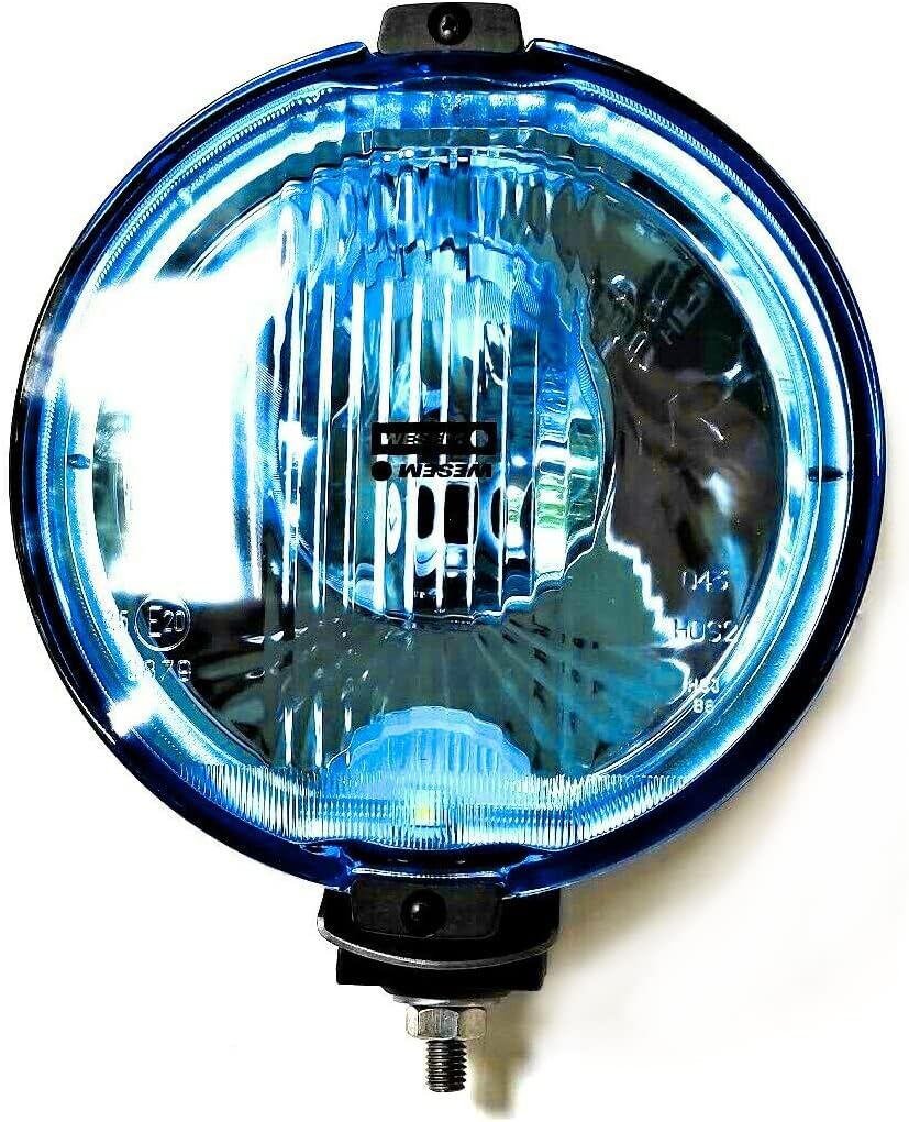 2x Fernscheinwerfer H3 Halogen 12V 24V Blau Rund E20 LED Ring Positionsleuchte