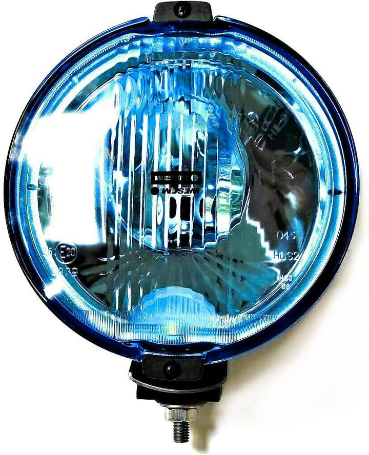 MelTruck® 2x Fernscheinwerfer H3 Halogen 24V Blau Rund E20 LED Ring Positionsleuchte mit Glühbirnen