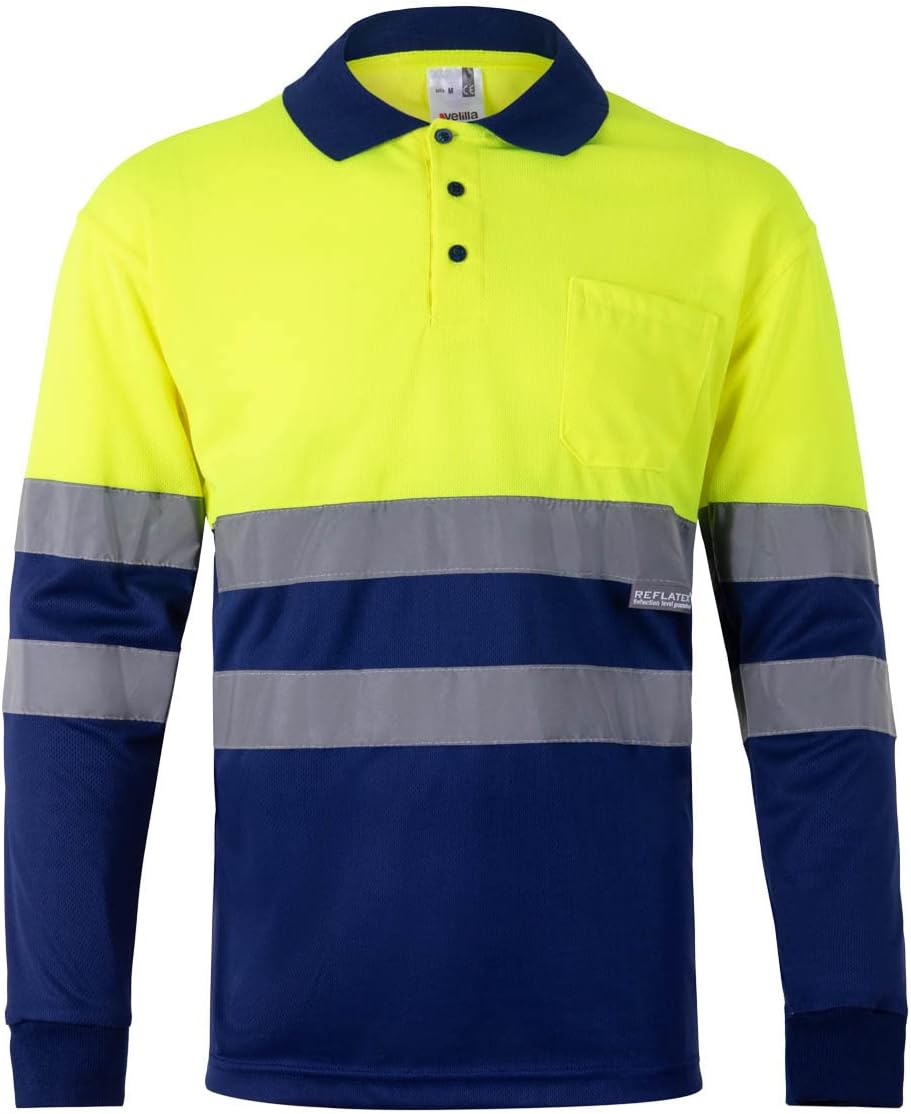 Velilla 175 - Signalshirt, langärmelig (Grösse XL) Farbe blau und gelb fluoreszierend XL Azul Y Amar
